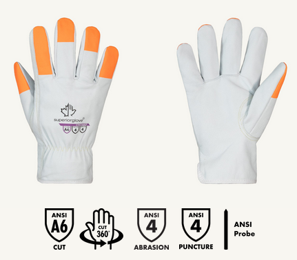 Superior Glove® Endura® 378GTAXOT A6 Leather Driver Gloves w/ Hi-Viz Fingertips